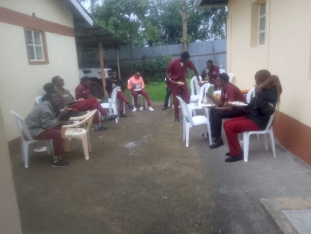 Students got a meal when they came back from the different stations in the evening.